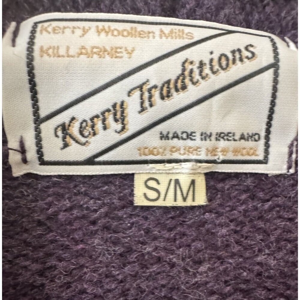 Pure Wool Womens Sweater Small Medium Vintage Purple Kerry Traditions Chunky - Picture 7 of 11